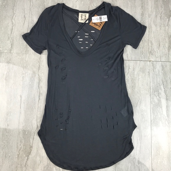 PPLA Tops - PPLA Charcoal Burnt Out Tee